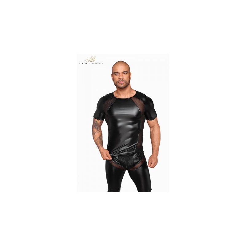 T-shirt wetlook et filet H056