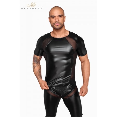 T-shirt wetlook et filet H056