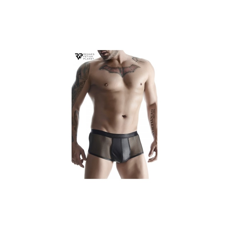 Boxer noir wetlook et mesh - Regnes