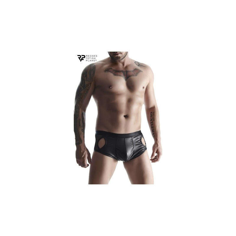 Shorty ouvert noir wetlook - Regnes