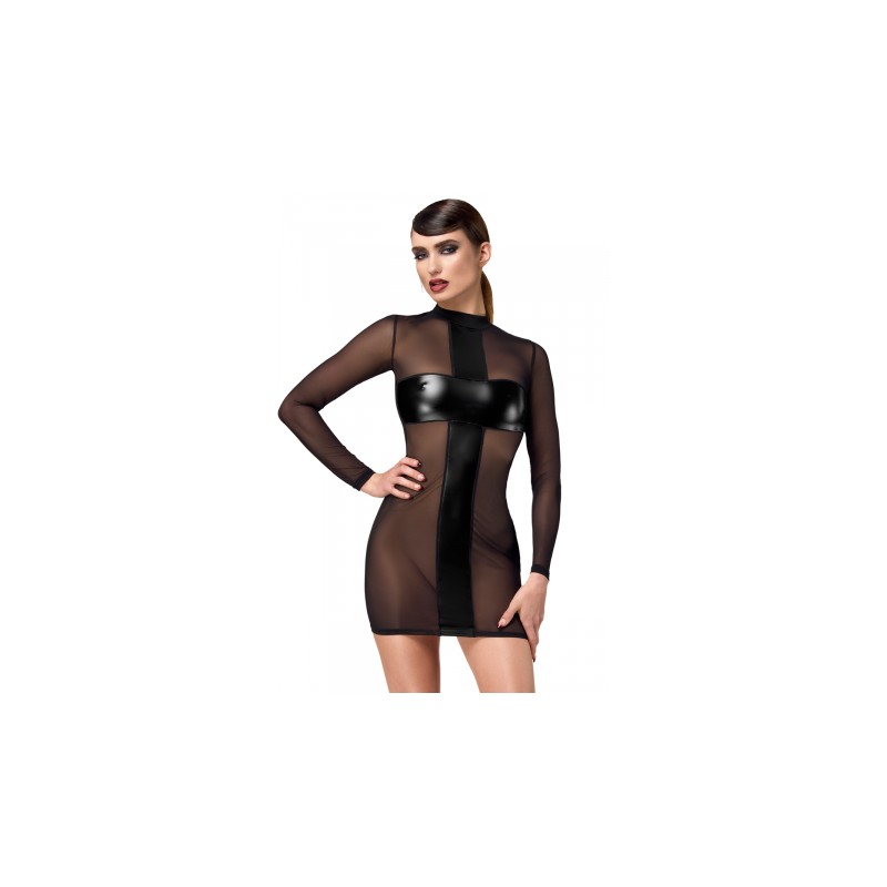 Mini robe tulle et wetlook Crossfire F369 - Noir Handmade
