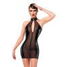 Mini robe tulle et wetlook Luxuria F370 - Noir Handmade
