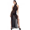 Robe longue en maille pailletée Onyx F372 - Noir Handmade