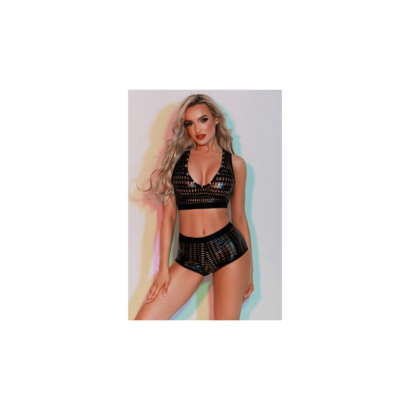 Ensemble Top et Shorty noir - J Lingerie