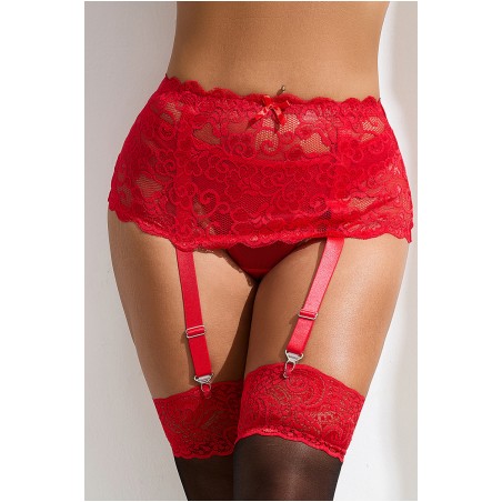 Porte-jarretelles dentelle large Rouge - Litolu Lingerie
