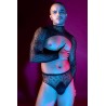 Ensemble top et slip noir en maille résille - J Lingerie