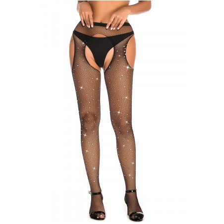 Collants ouverts strass noir - J Lingerie