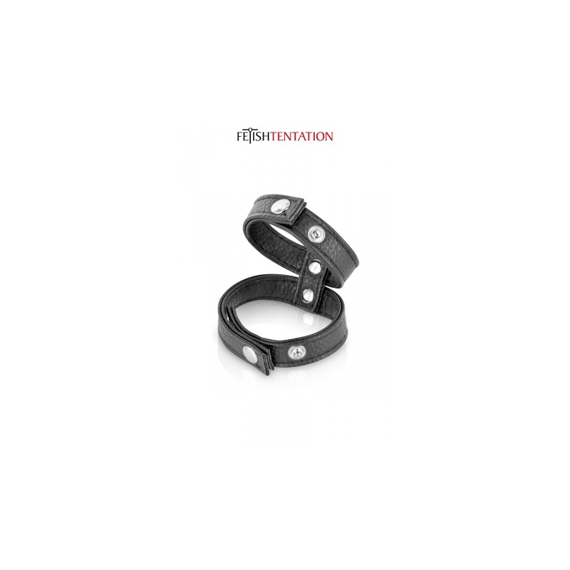Double cockring simili cuir - Fetish Tentation