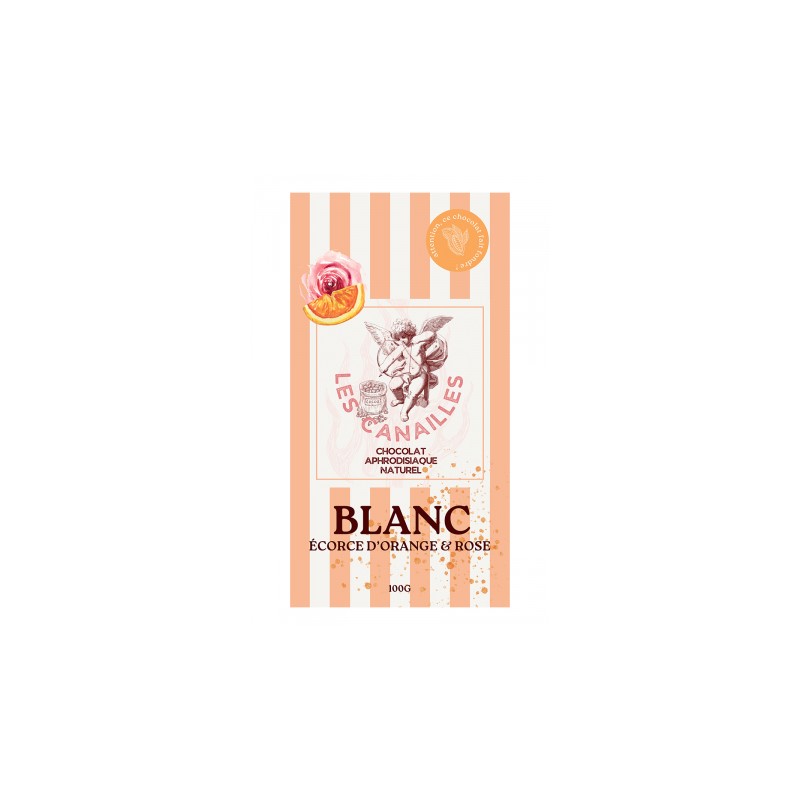 Chocolat blanc écorce d'orange et rose - Tablette 100g - Les canailles