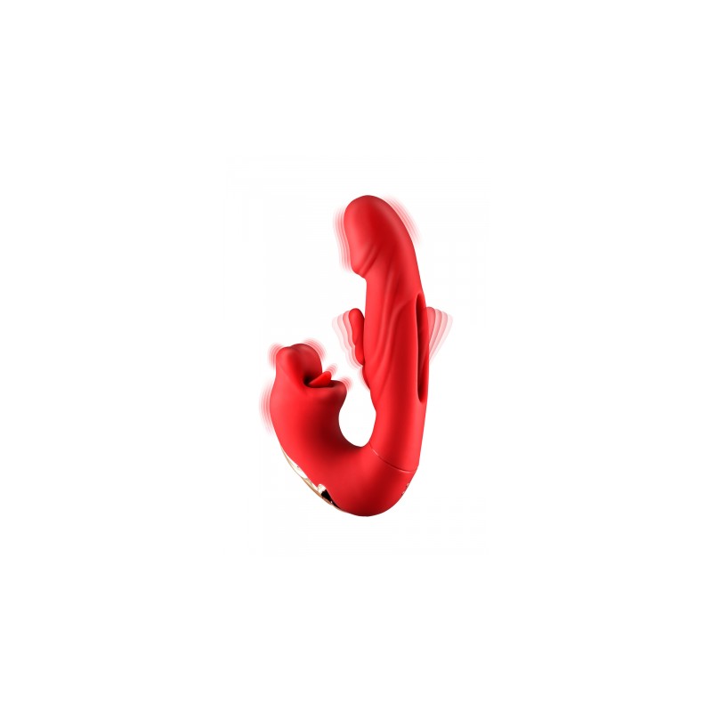 Vibromasseur rabbit 3-en-1 Kissy rouge - Yoba